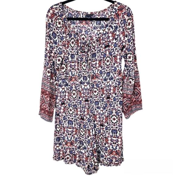American Eagle Outfitters Pants - American Eagle Romper Shorts Jumpsuit Long Sleeve Floral Print Viscose Size L